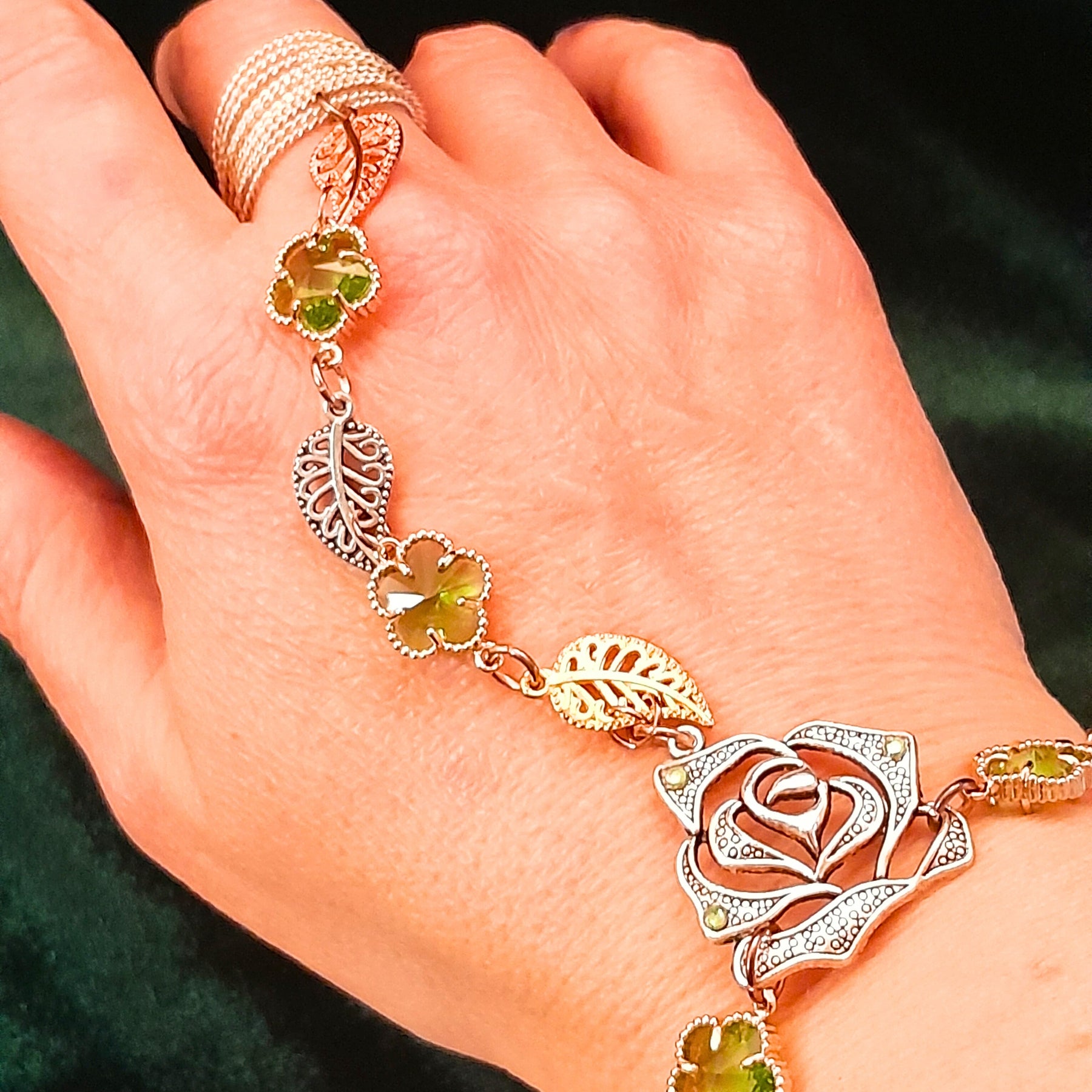 Hand Chain Green Flowers & Nature