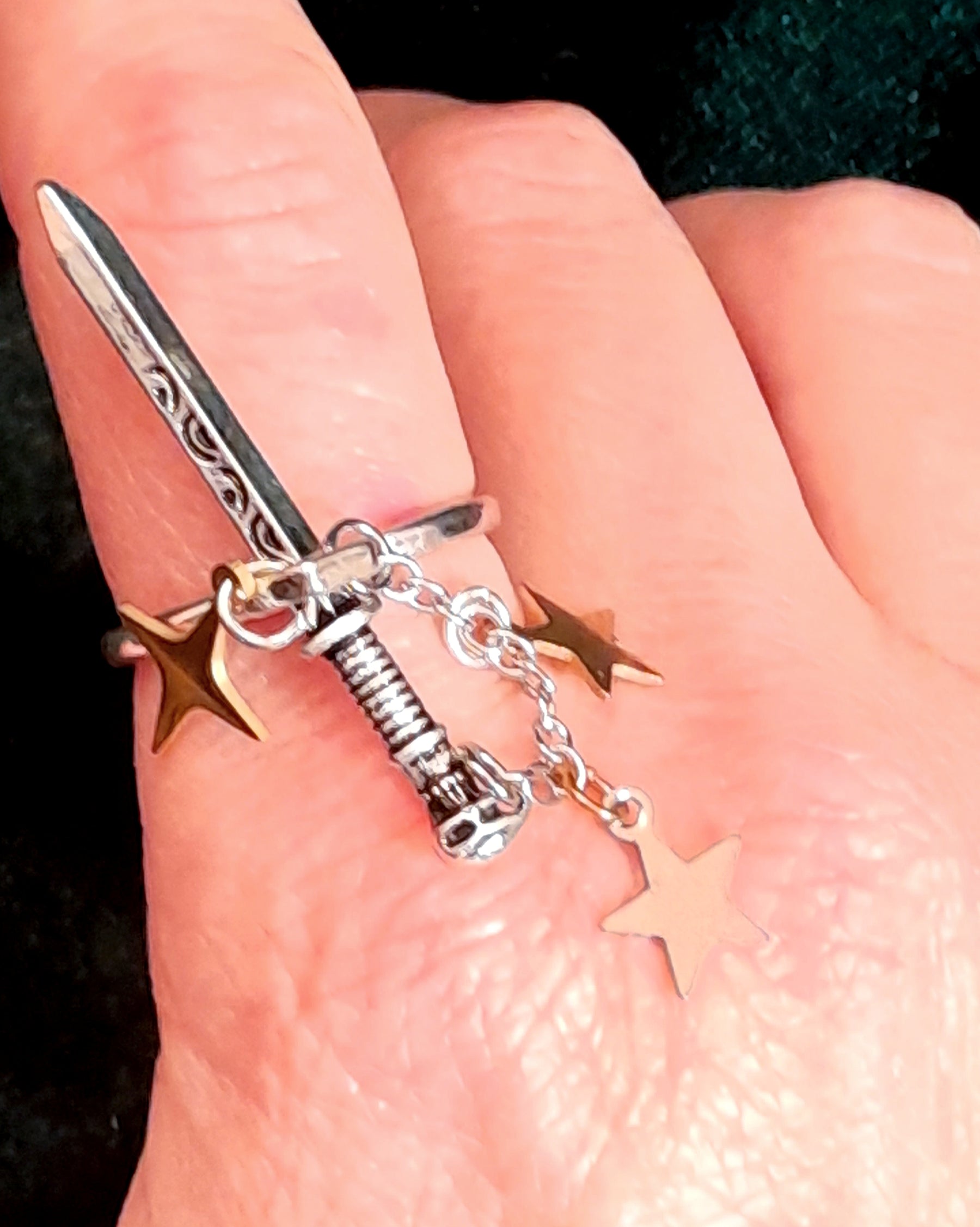 Adjustable Fantasy Sword & Stars Ring