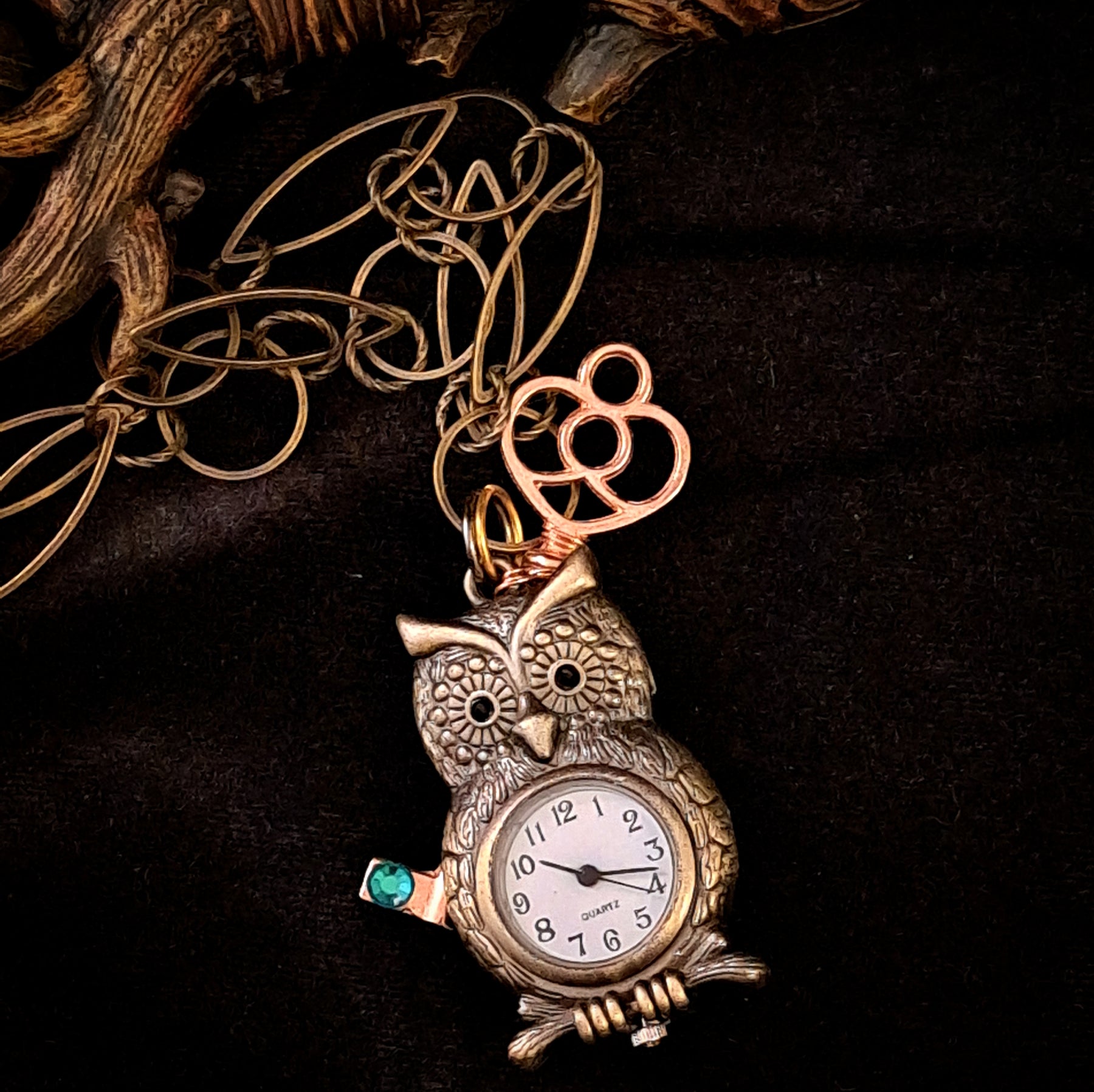 Owl Fantasy Clock Necklace - with Enchanting Fairy