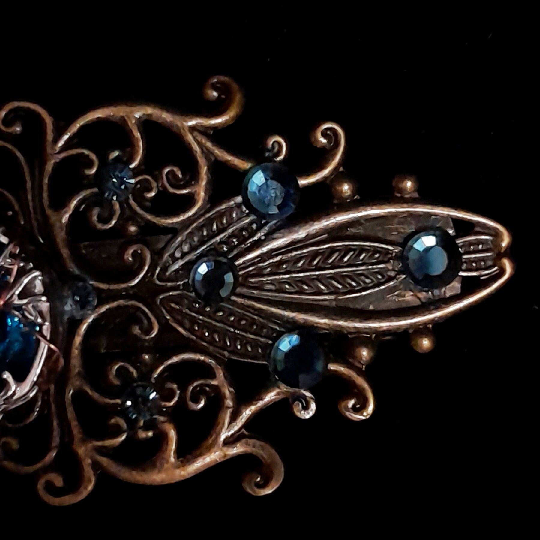 Designer Hairclip Victorian Style - Cats & Tree