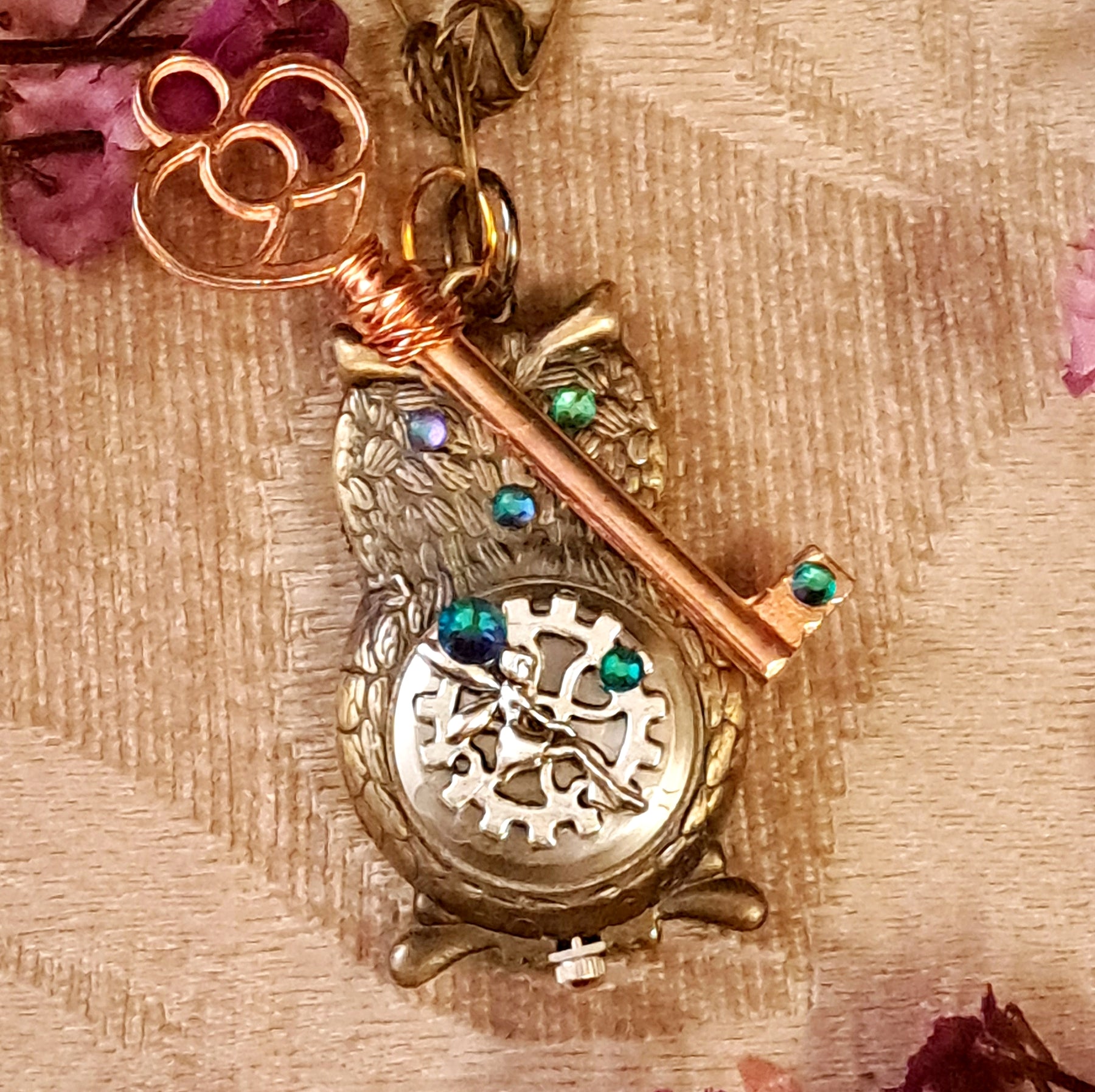 Owl Fantasy Clock Necklace - with Enchanting Fairy