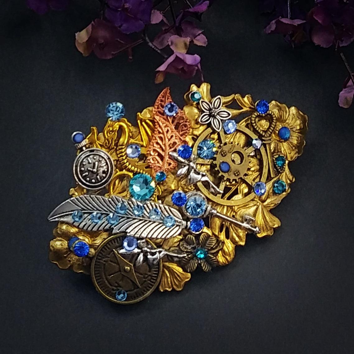 sapphire blue fantasy hair clip