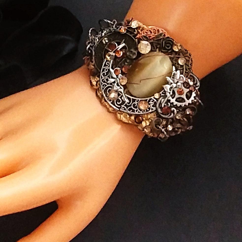 moon clock gears bracelet