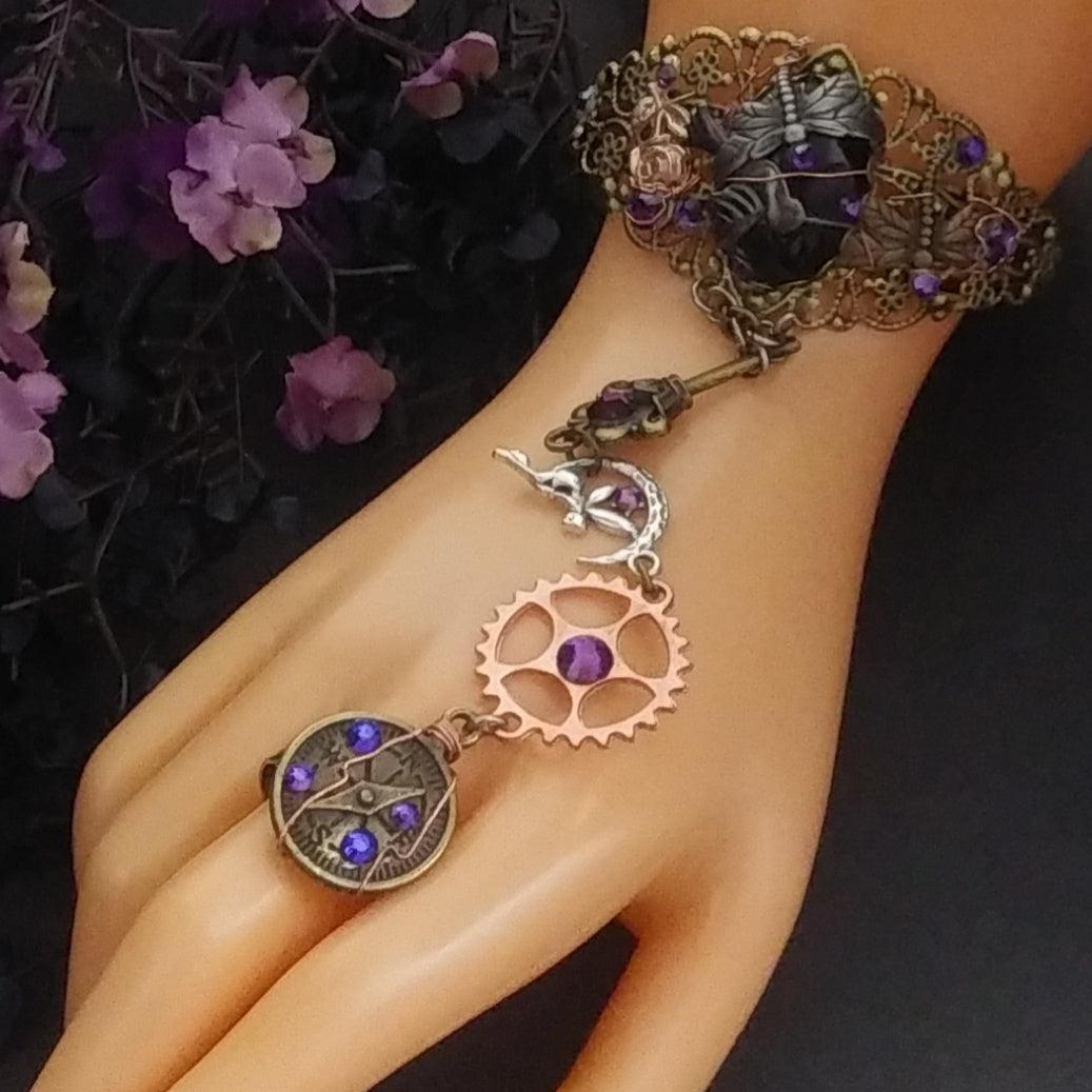 hummingbird dragonfly purple slave bracelet