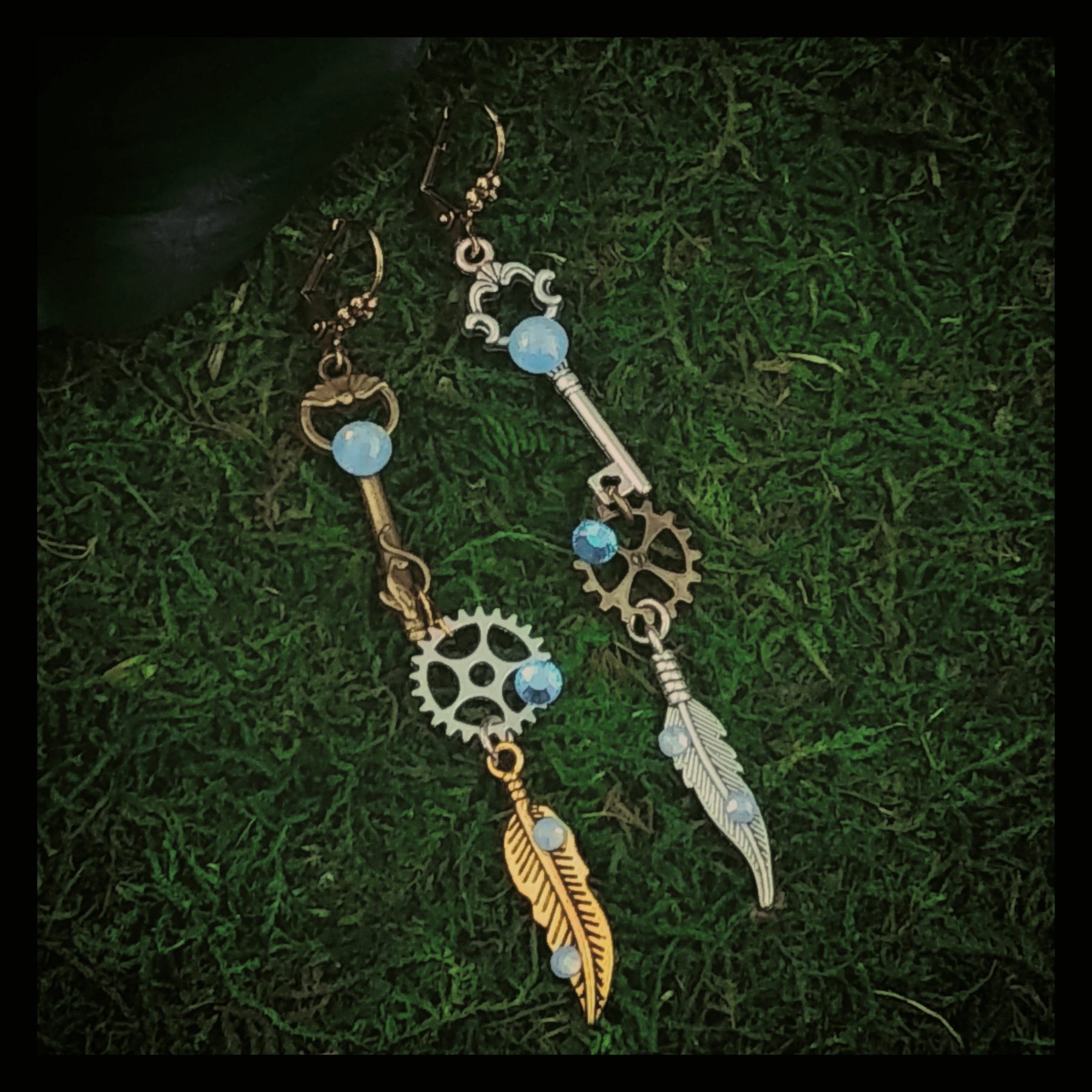 light blue long dangle earrings