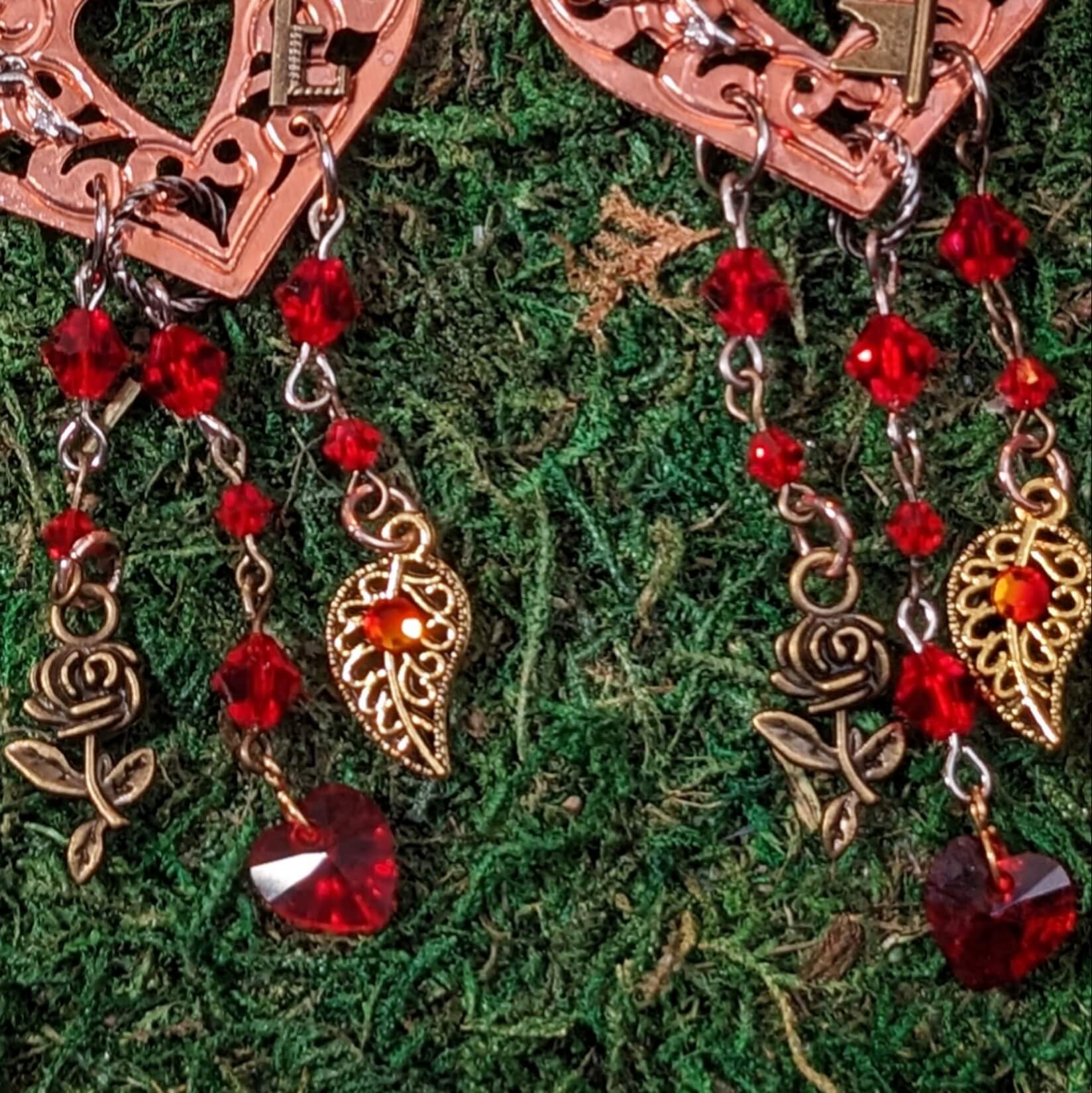 Red Chandelier Heart Earrings - Grand Love
