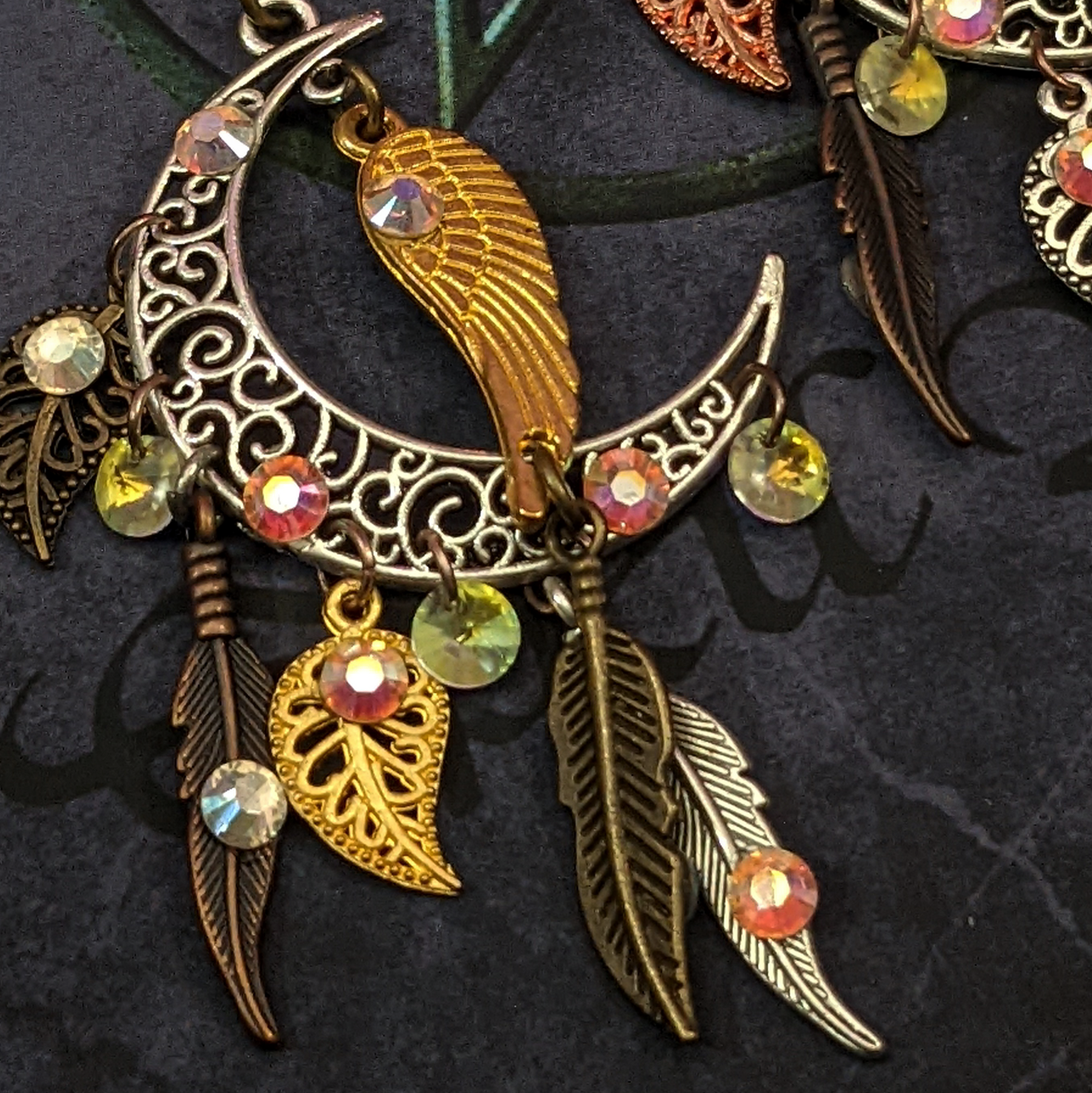 Feathery Moon Earrings - Celestial Magick