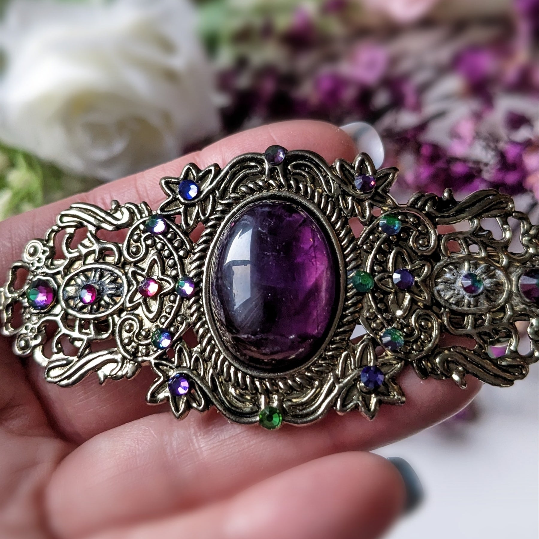 Amethyst Victorian Style Hair Clip