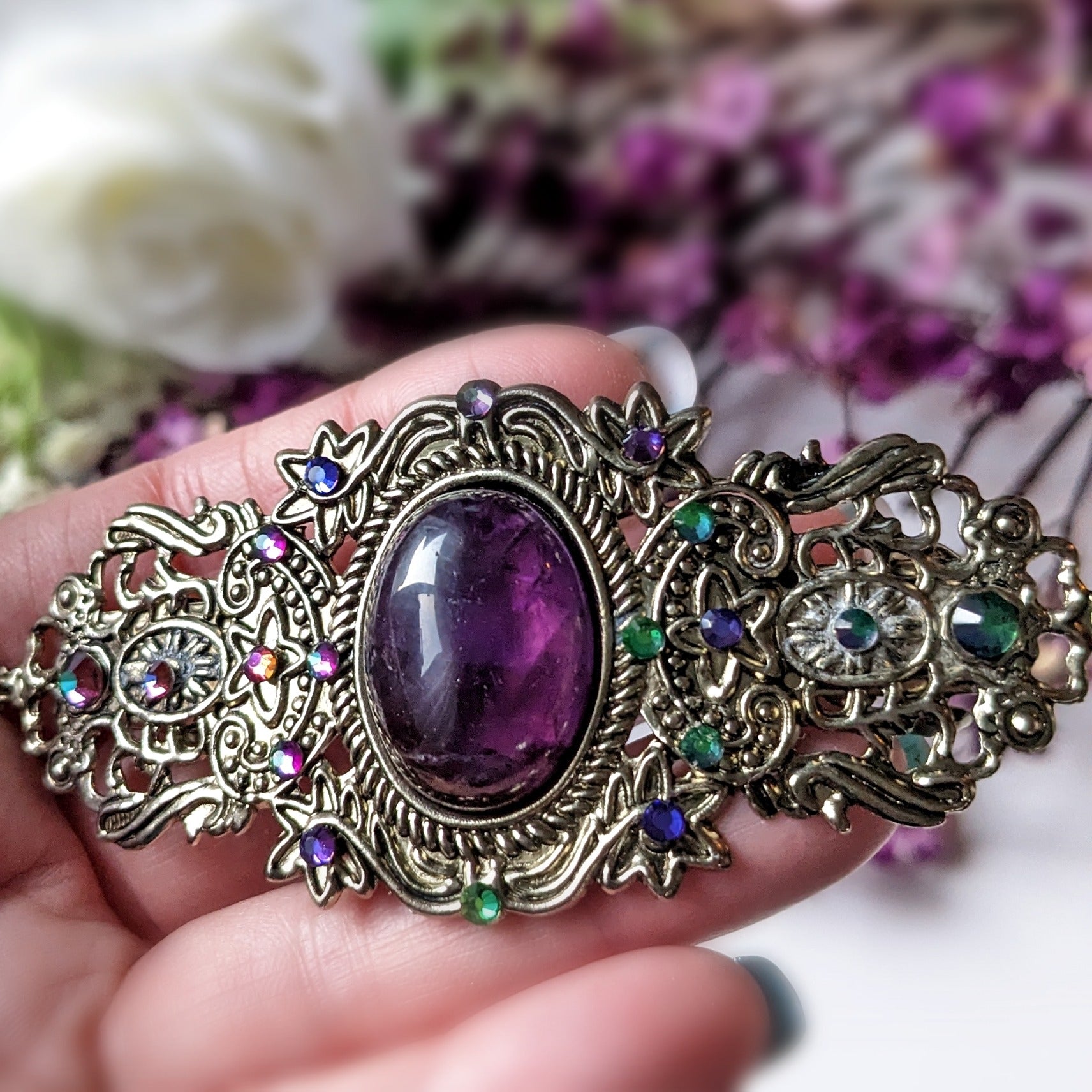 Amethyst Victorian Style Hair Clip