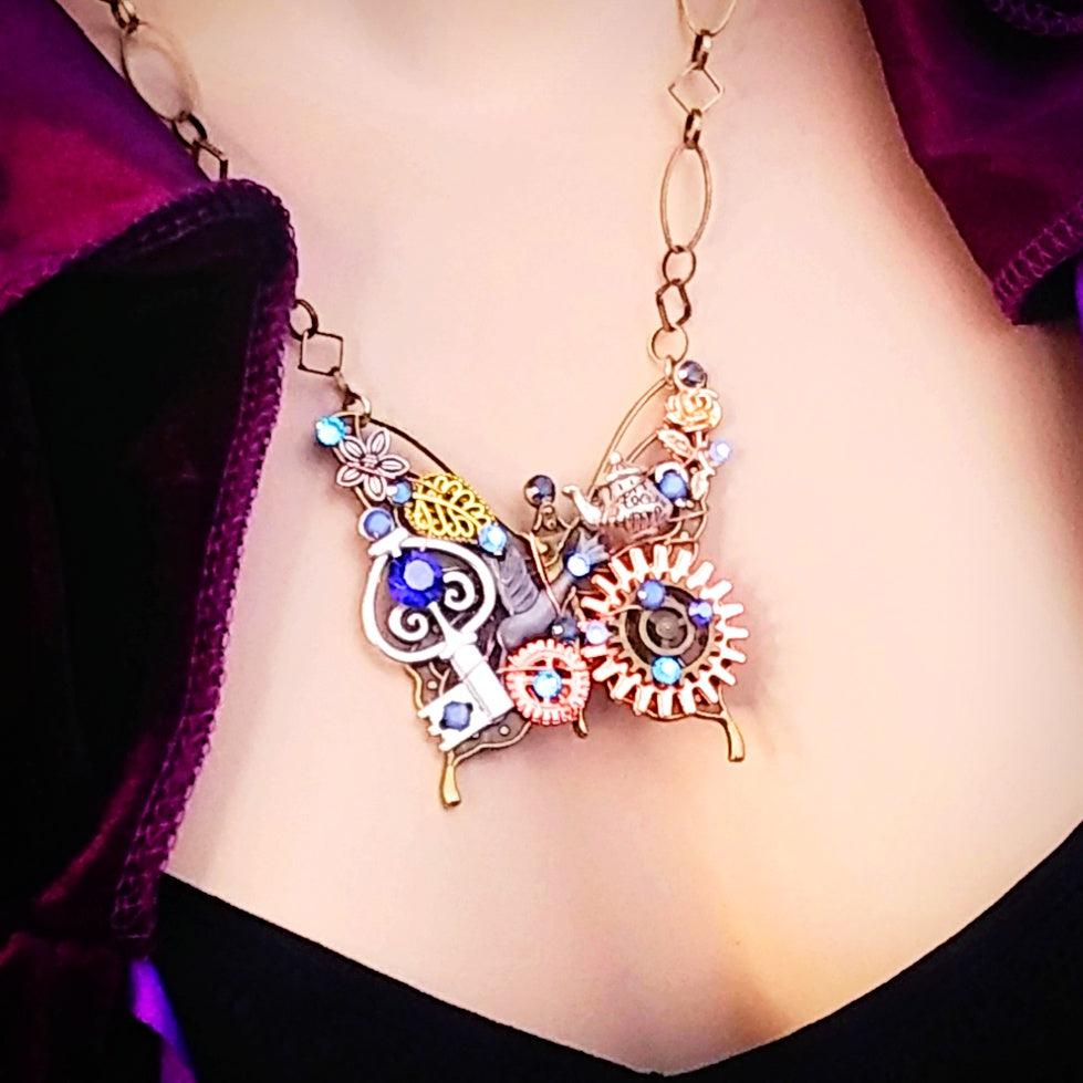 Steampunk Butterfly Necklace - The Dazzling Monarch