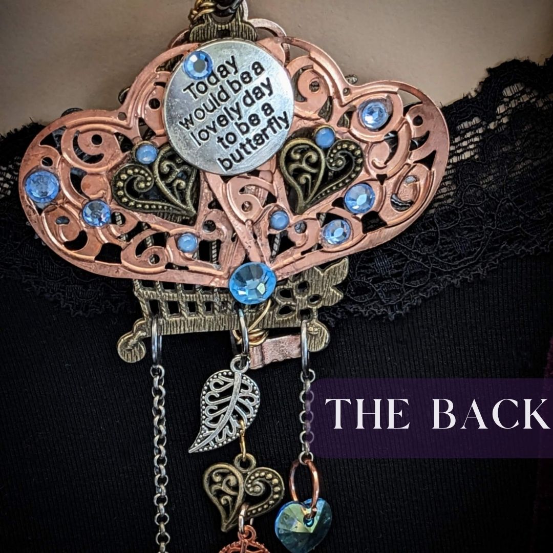 Hummingbird Dragonfly Heart Necklace