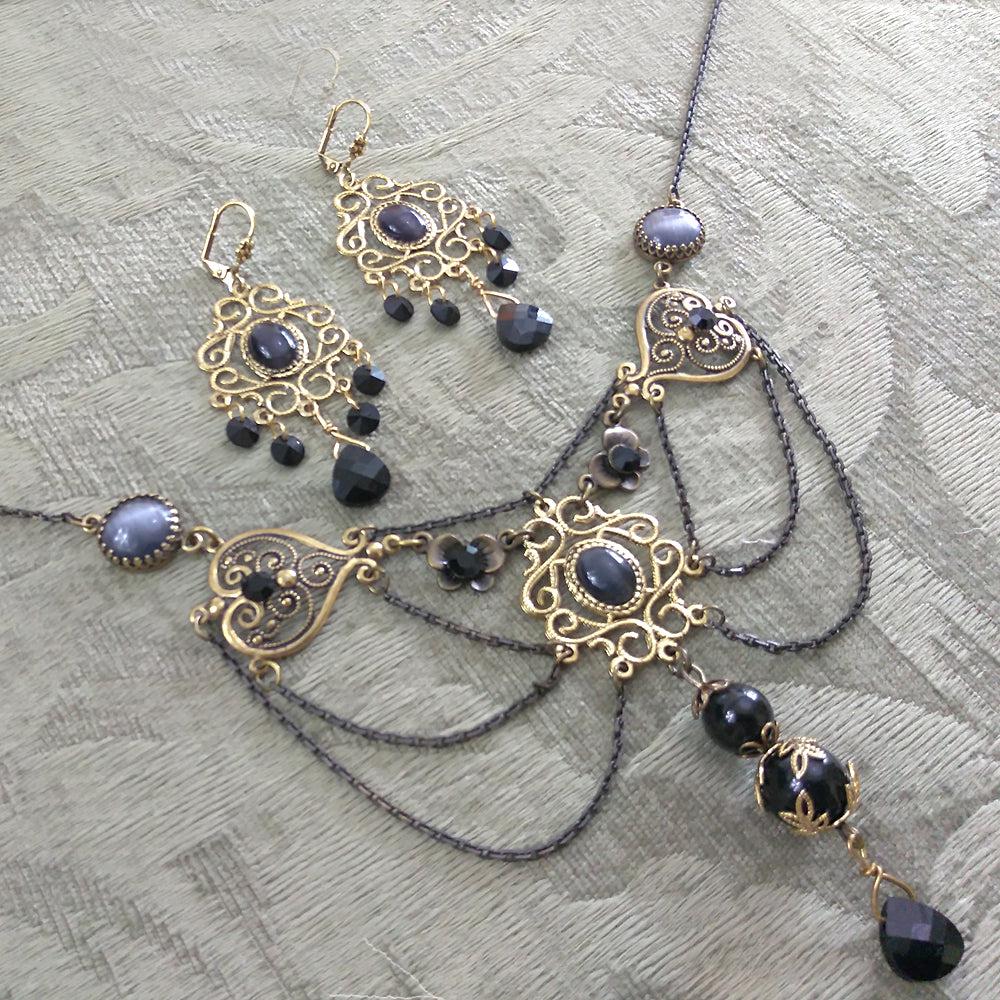 Renaissance Jewelry - Black Crystal Jewelry Set