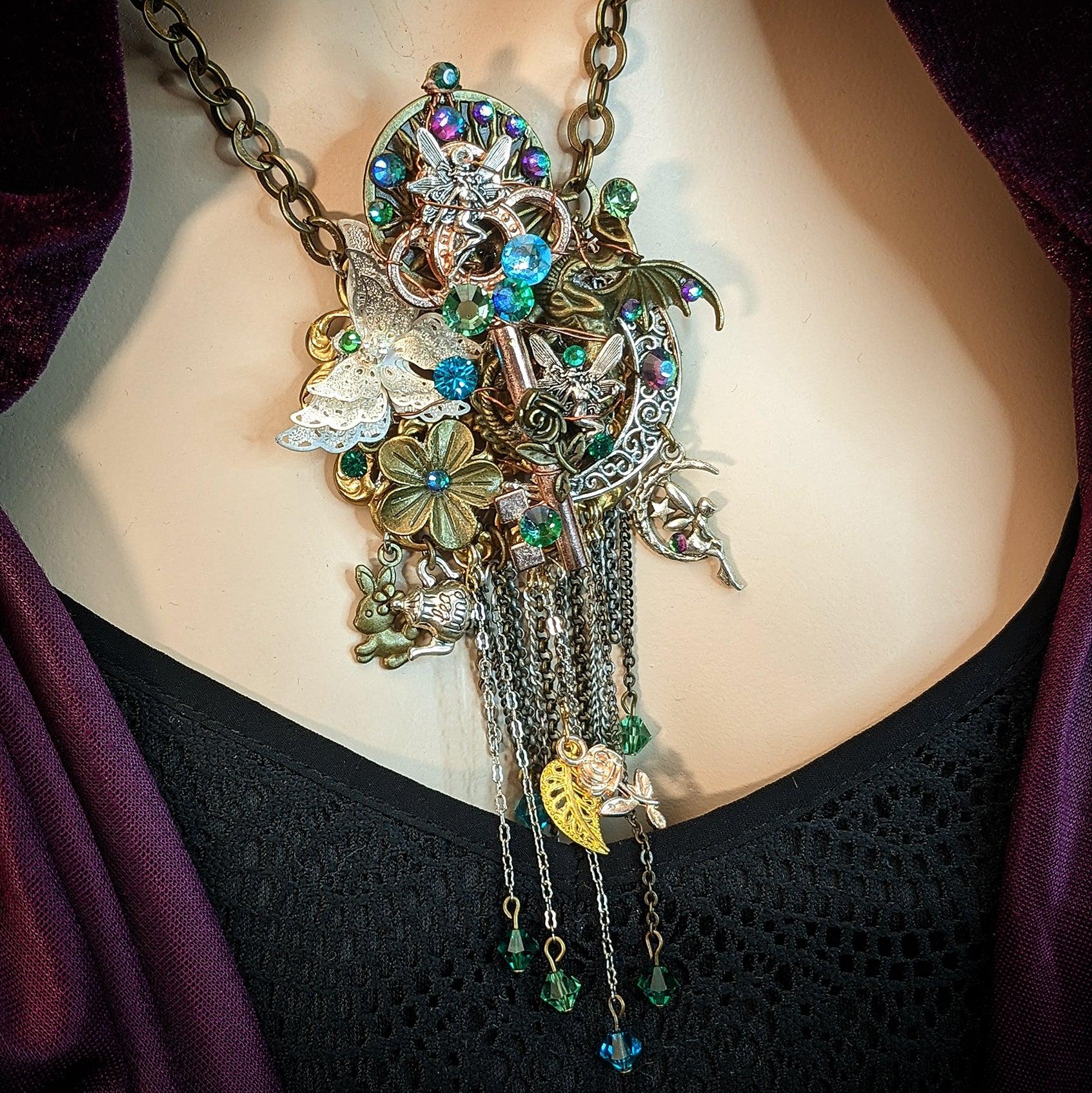moon butterfly teapot necklace
