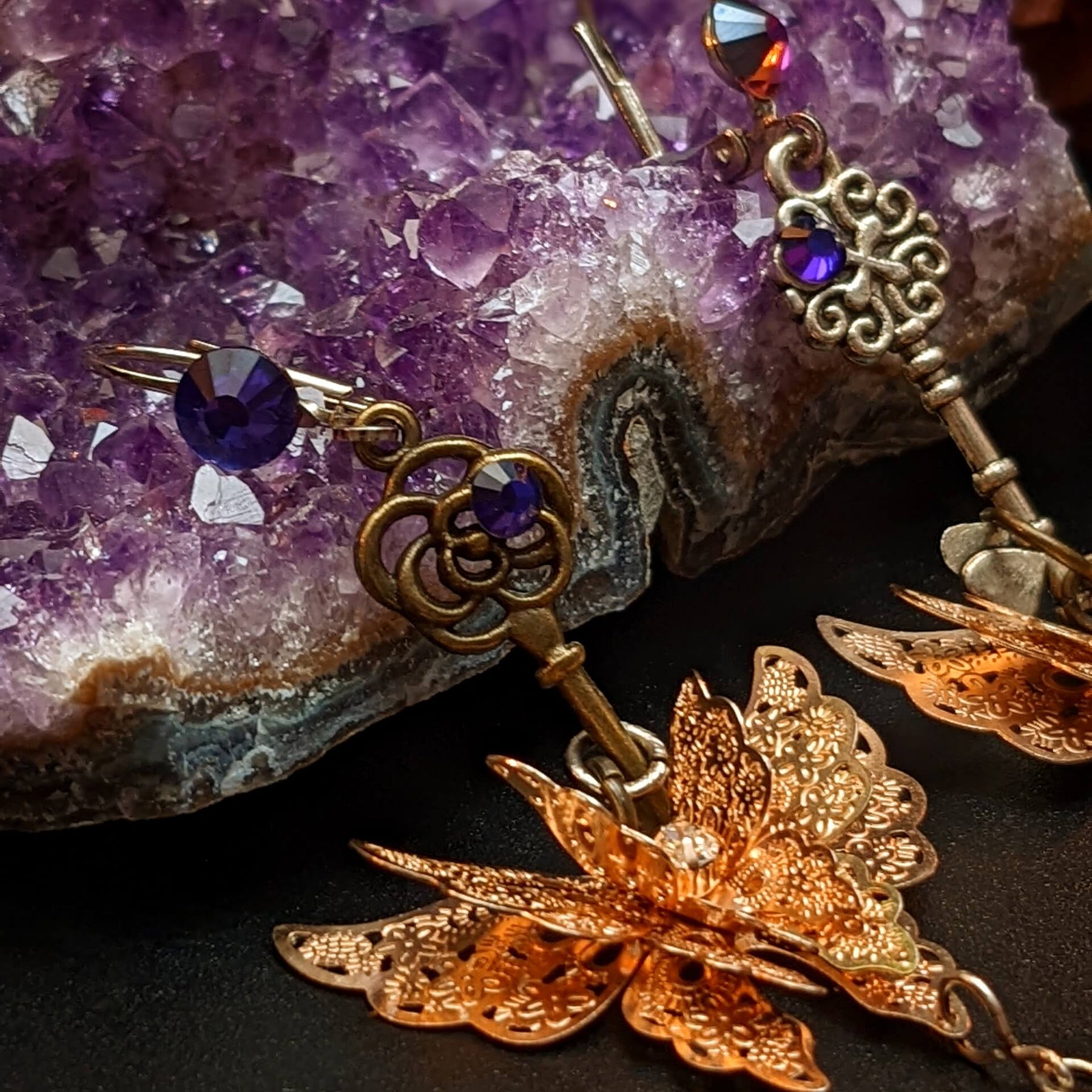 purple dangle earrings