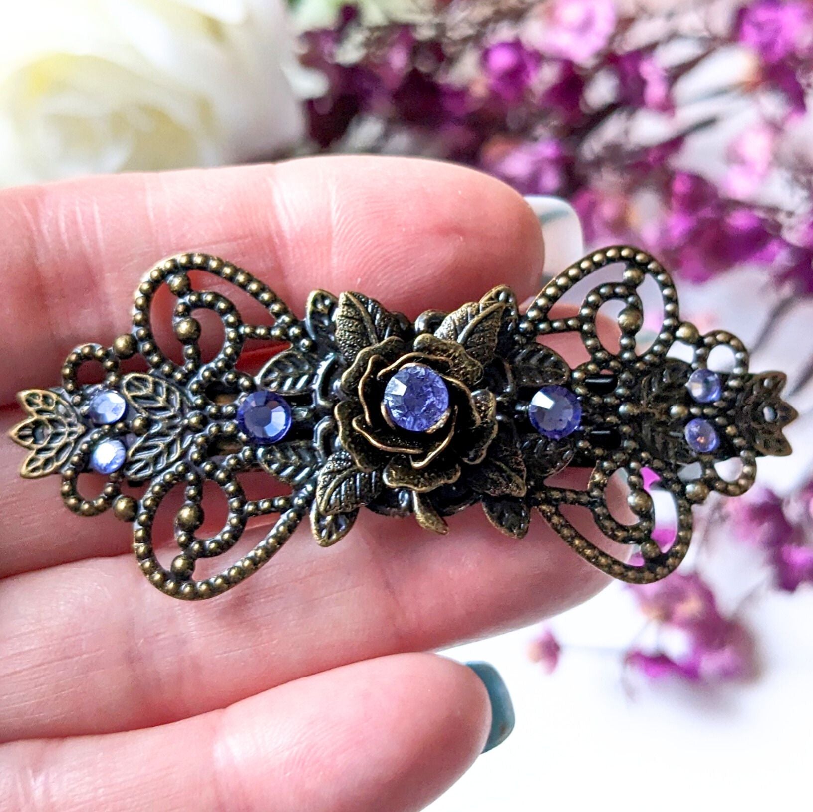 Lavender Floral Hair Clip