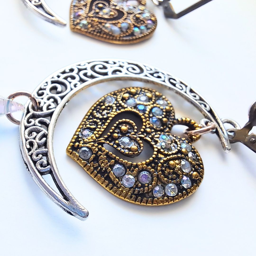 To the Moon and Back - Moon Heart Earrings