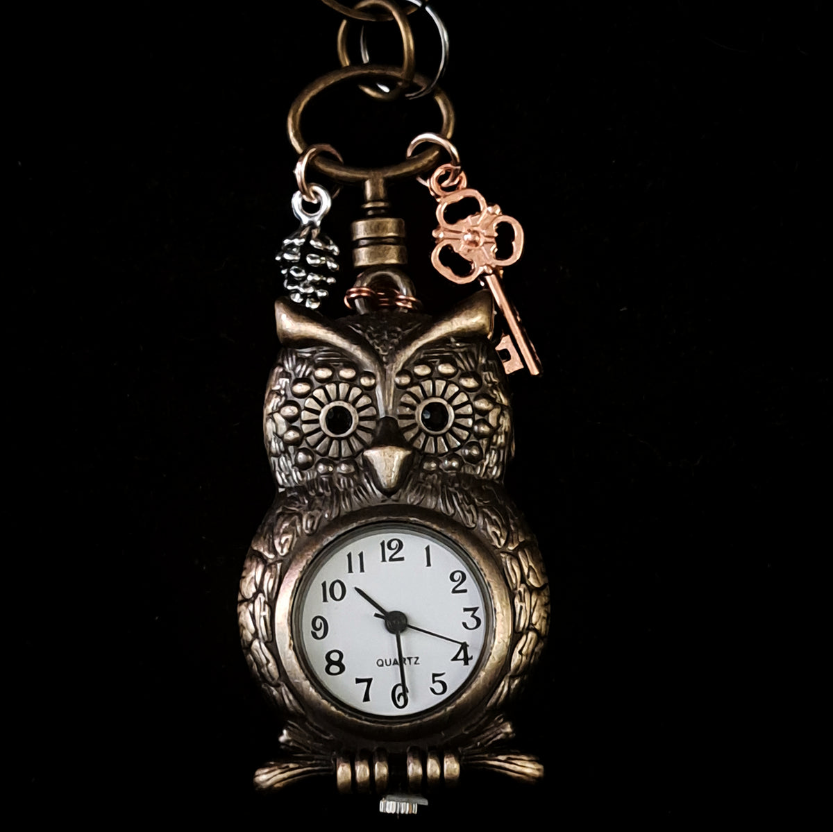 Forest Owl Clock Pendant Necklace