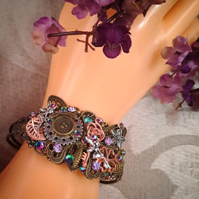 Purple Crystal Butterfly Adjustable Bracelet
