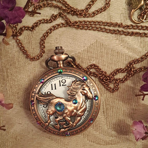 Horse Pocket Watch Equestrian Necklace