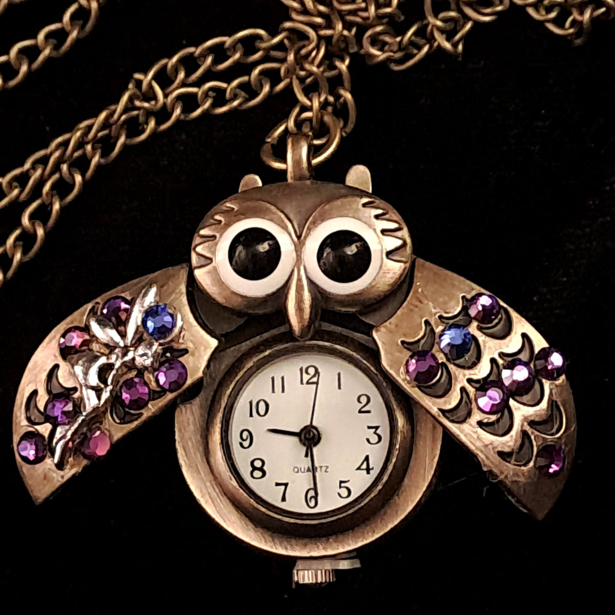 Faerie Owl Purple Watch Necklace