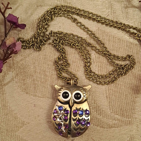 Faerie Owl Purple Watch Necklace