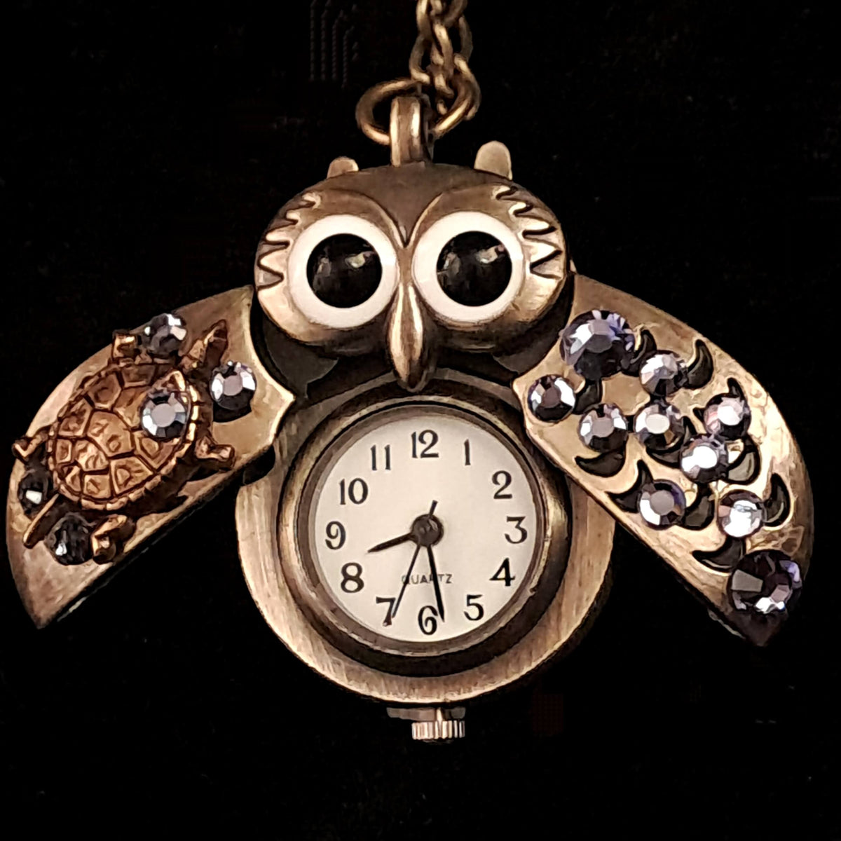 Owl Turtle Purple Watch Necklace