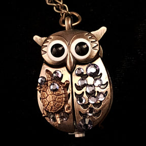 Owl Turtle Purple Watch Necklace