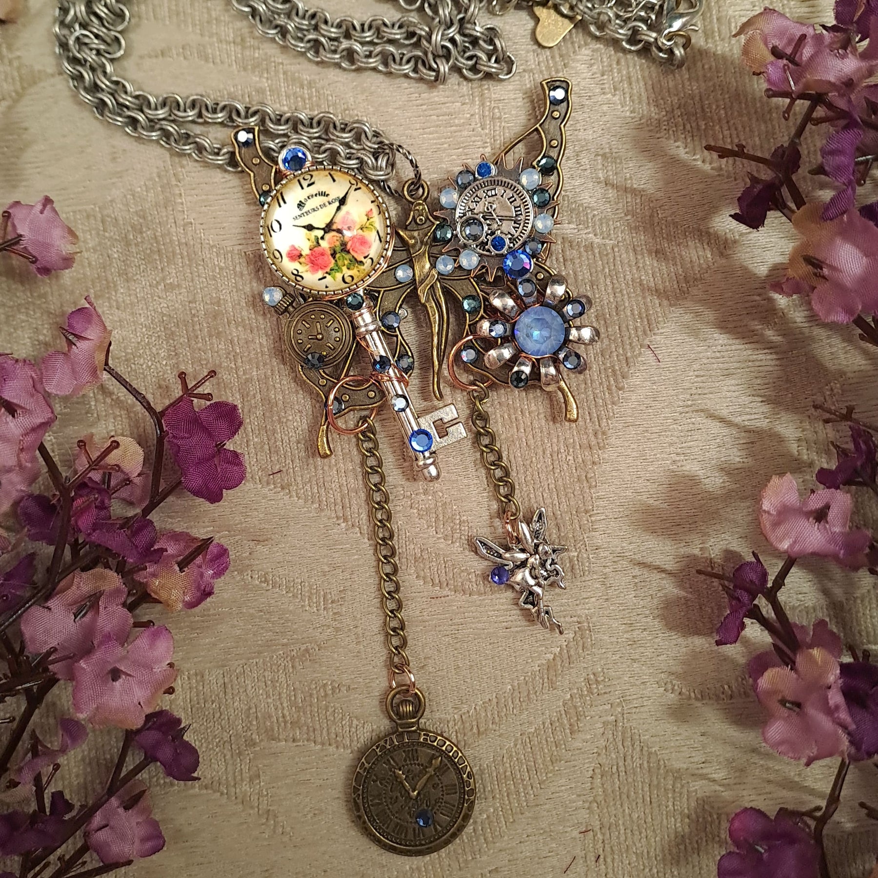 Fantasy Butterfly Blue Crystal Necklace