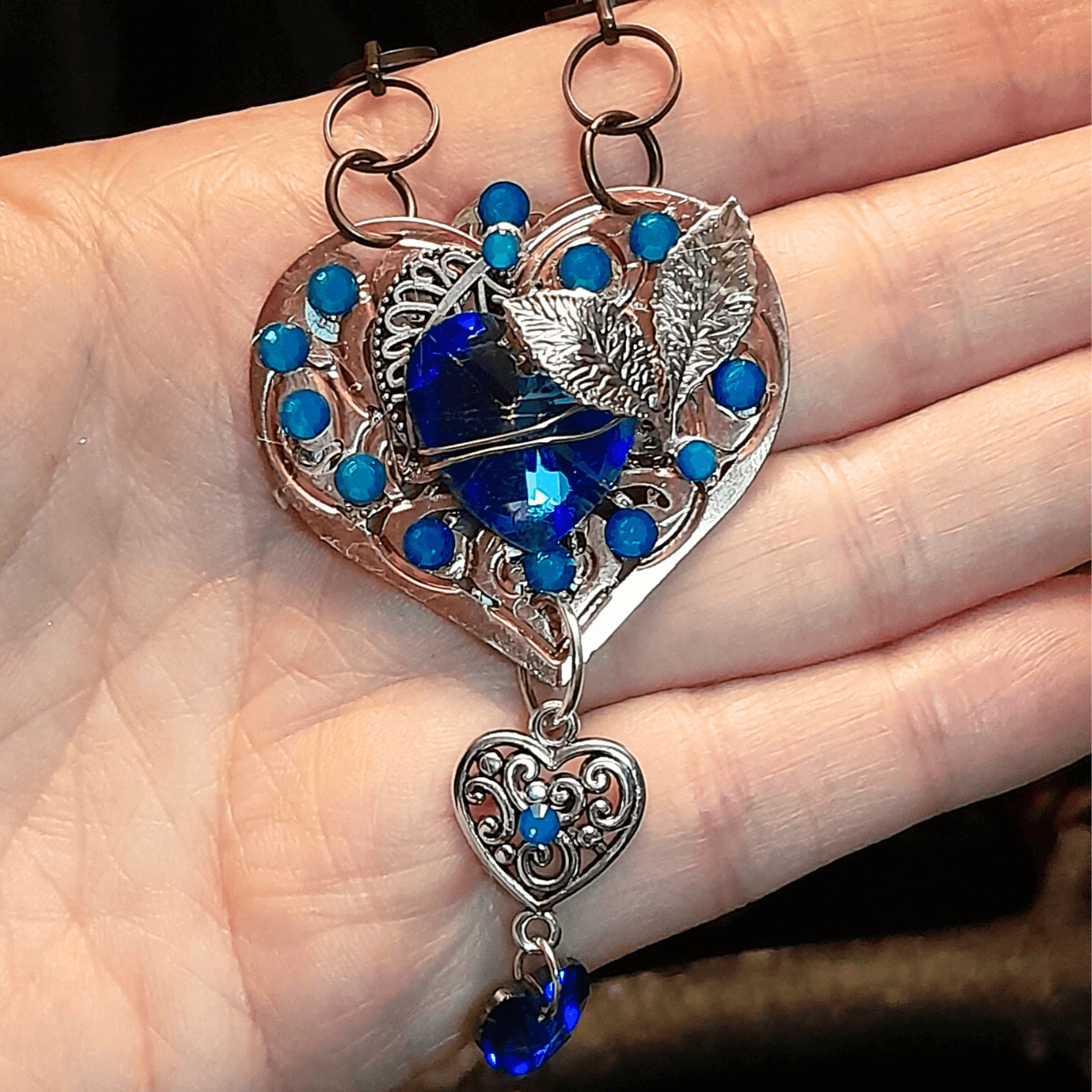 Blue Hearts Crystal Necklace