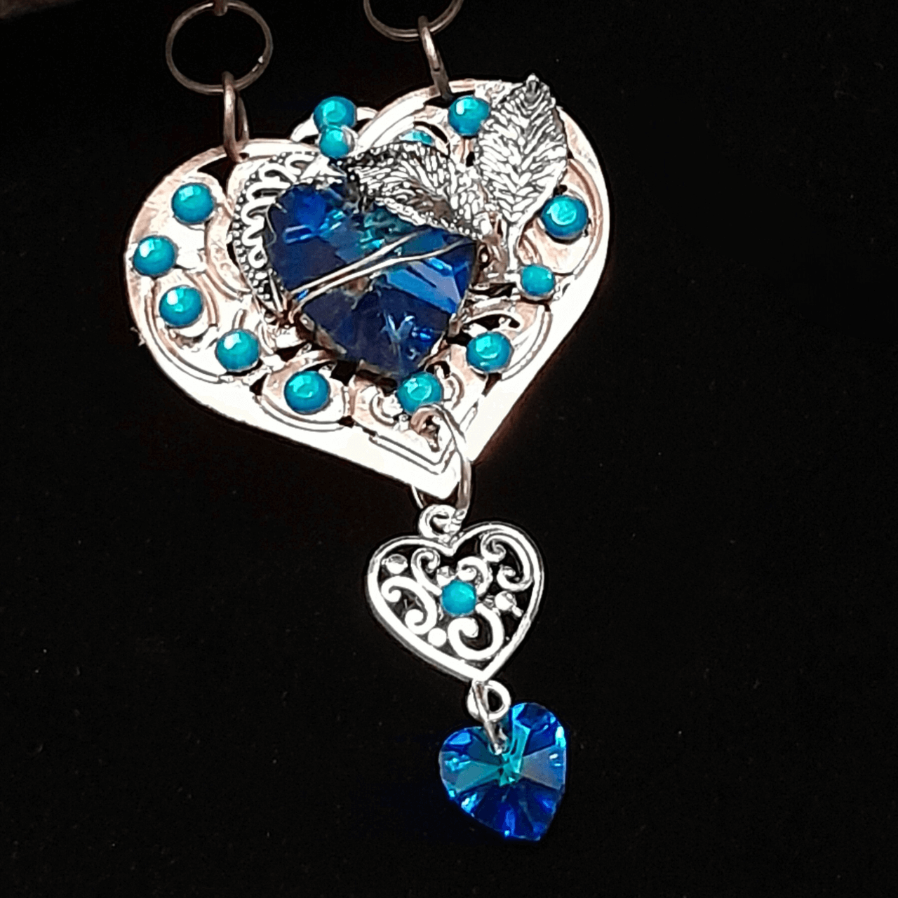 Blue Hearts Crystal Necklace
