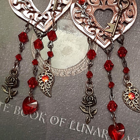 Red Chandelier Heart Earrings |Extra Long Fantasy
