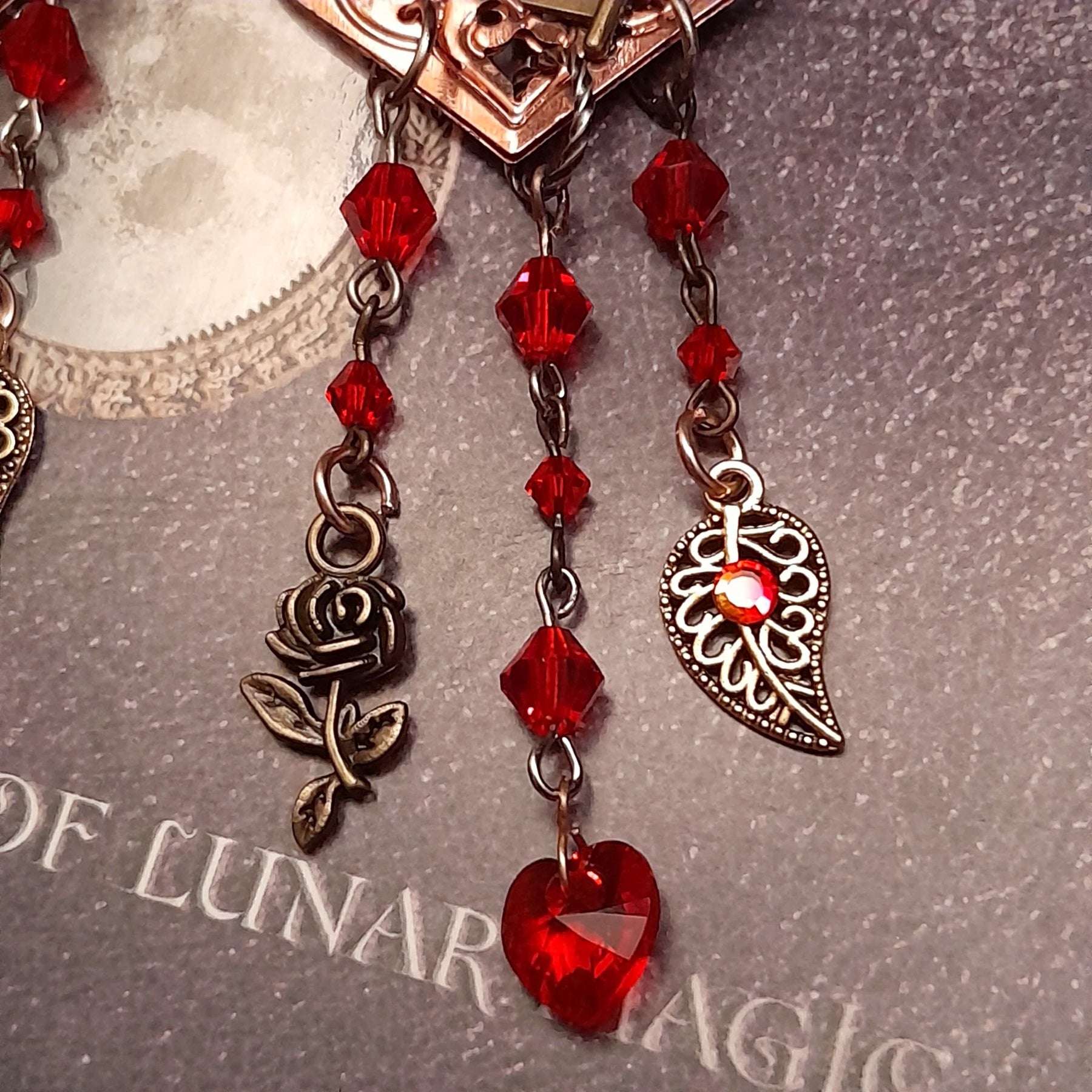 Red Chandelier Heart Earrings |Extra Long Fantasy
