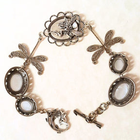 Dragonfly White Cat's Eye Bracelet