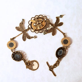 Dragonfly Black Cat's Eye Bracelet