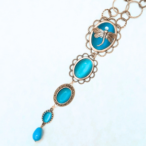 Turquoise Dragonfly Cat's Eye Necklace