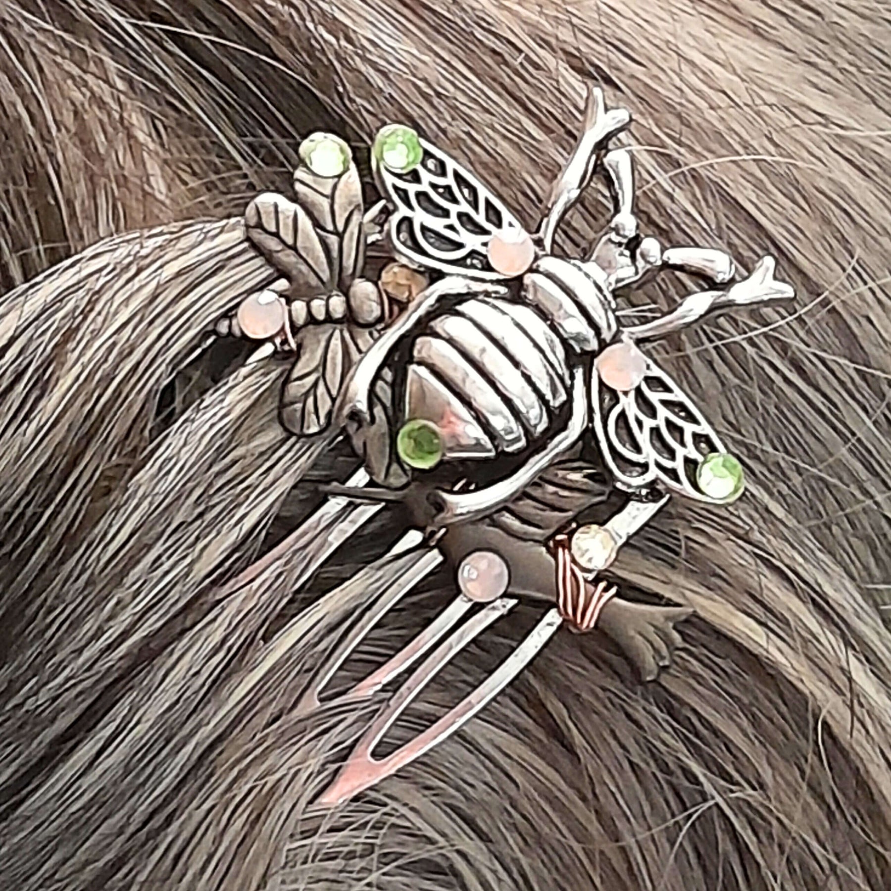Bee Hummingbird Dragonfly Hair Comb