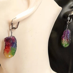 Rainbow Stone Dangle Fairy Earrings