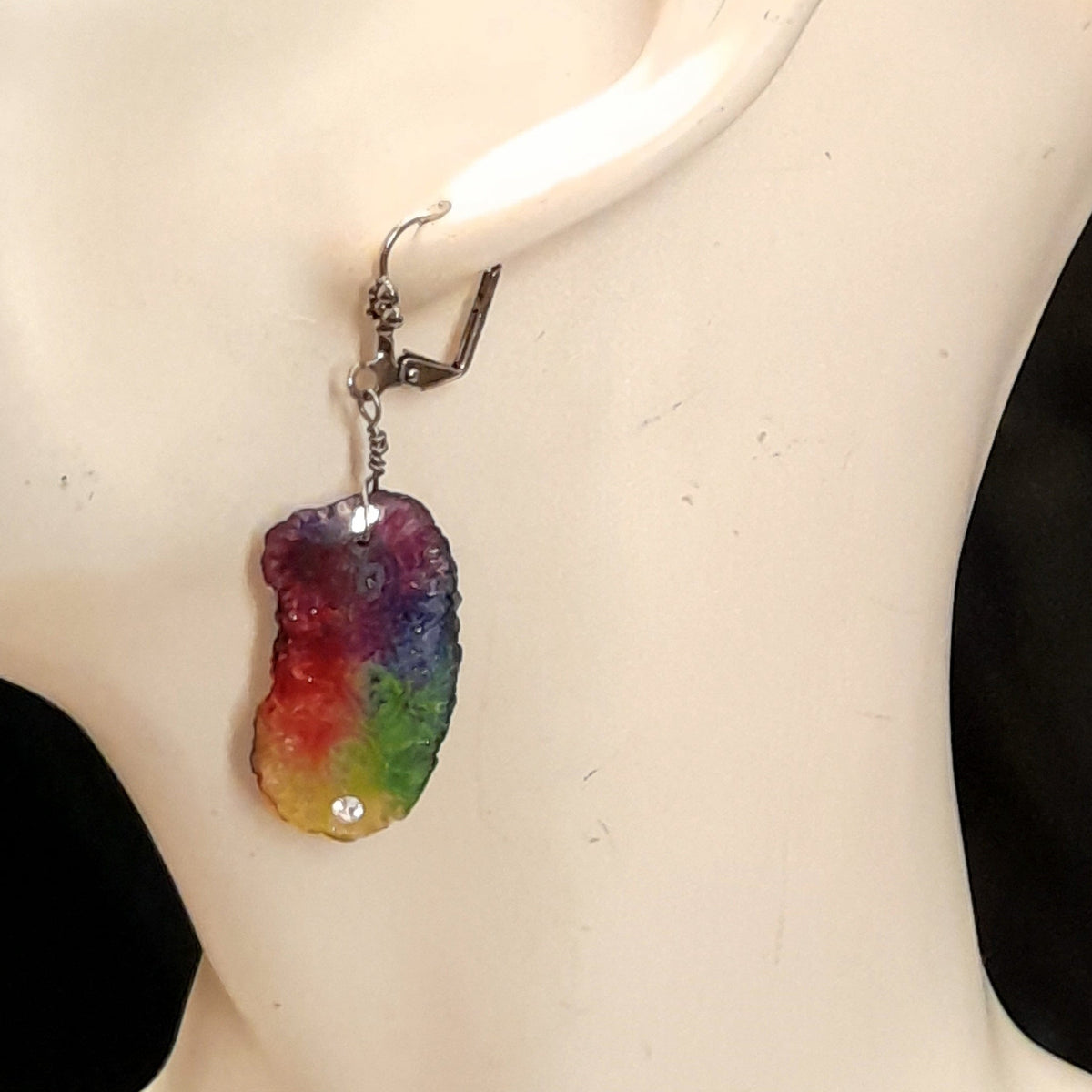 Rainbow Stone Dangle Fairy Earrings