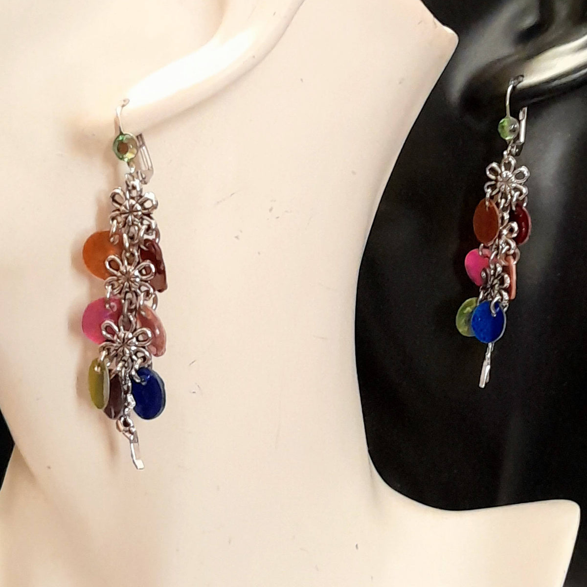 Rainbow Mother of Pearl Shell Earrings