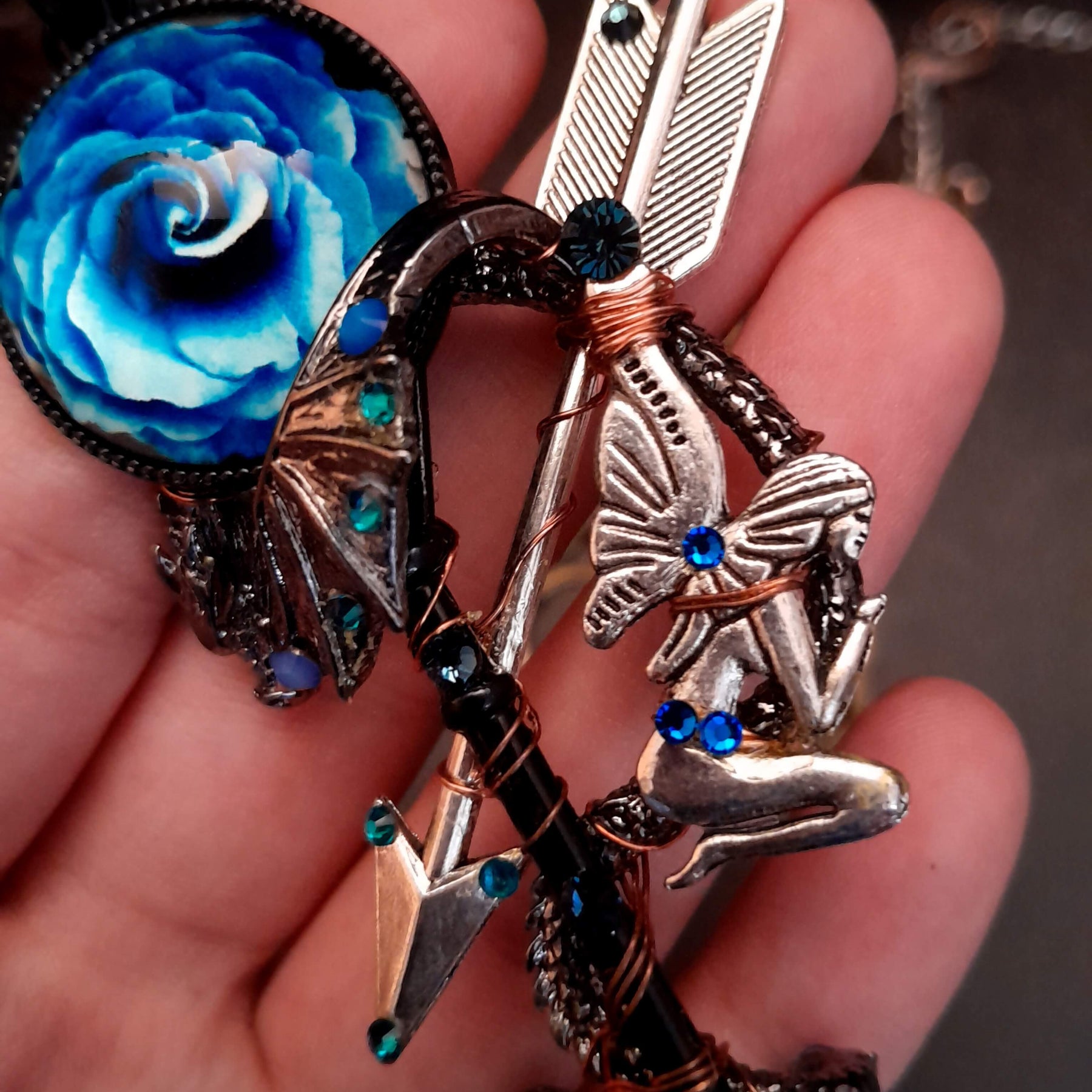 Blue Dragon Necklace Skeleton Key