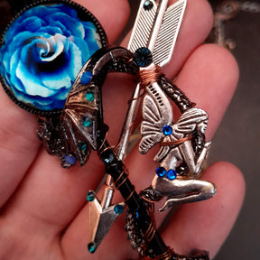 Blue Dragon Necklace Skeleton Key