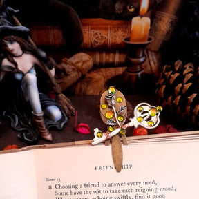 swarovski green crystals bookmark cats eye stone unique