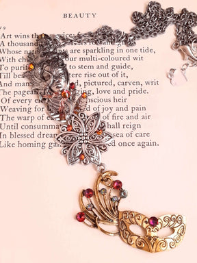 Peacock Pendant Necklace Fantasy Mask