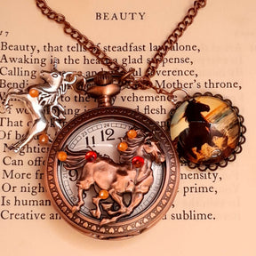 Horse Pocket Watch Necklace Equestrian Jewelry