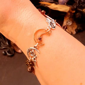 slave bracelet hand chain swarovski crystals moon cat fairy purple