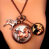 Horse Pocket Watch Necklace Equestrian Jewelry