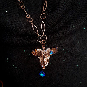 Blue Crystal Angel Wing Guardian Necklace