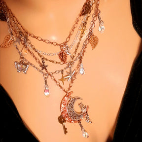 Alternative bridal necklace – celestial multi-layer Swarovski crystal wedding necklace, handmade high-end designer bridal jewelry