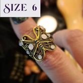 Butterfly Hummingbird Filigree Ring - Size 6