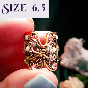 Butterfly Ring Mint Green Crystals Size 6.5